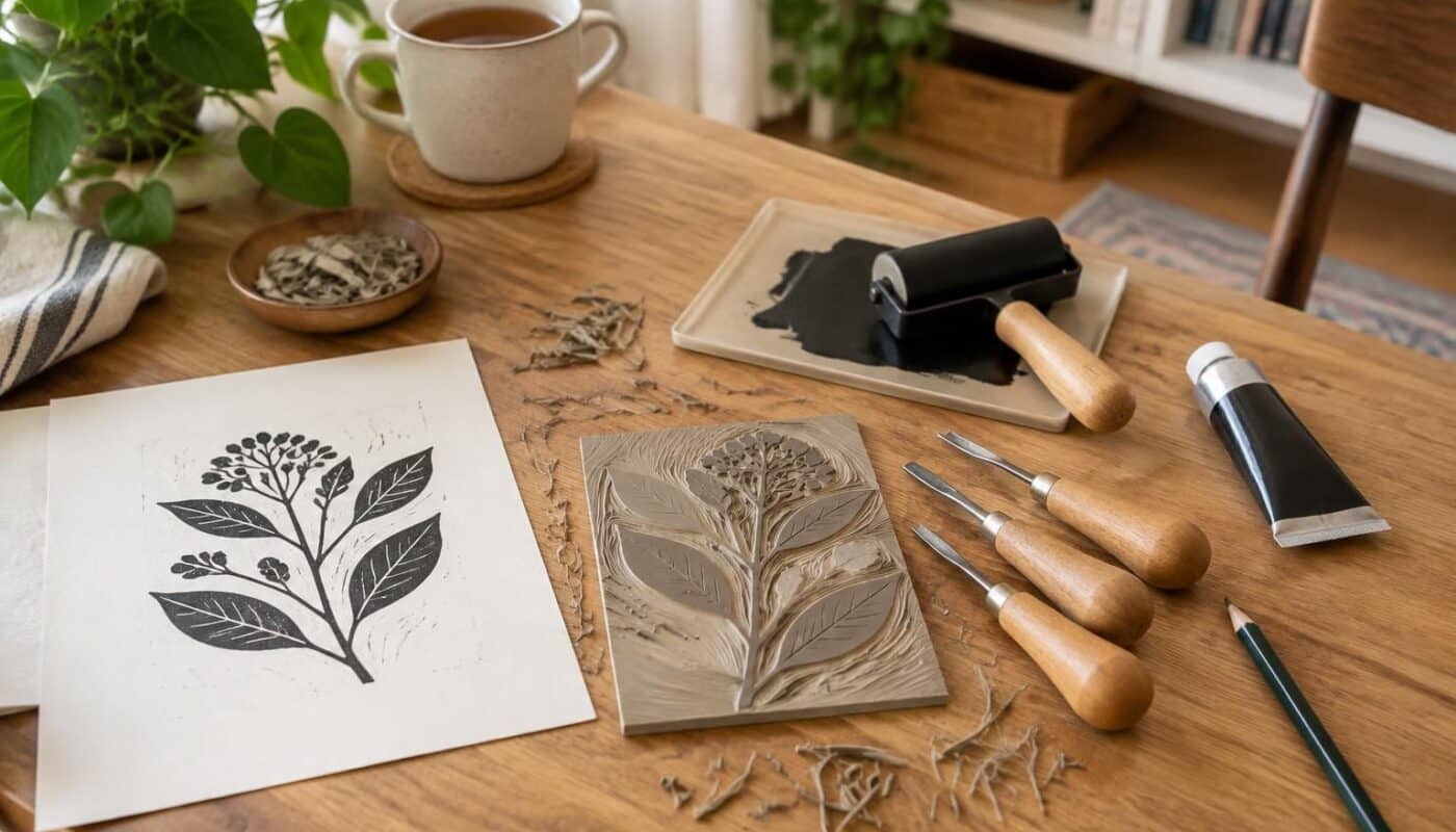 découvrez le matériel essentiel pour débuter la linogravure chez vous avec moins de 50 euros et réaliser vos premières impressions facilement.