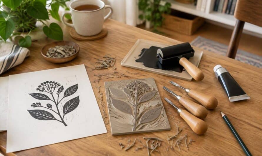 découvrez le matériel essentiel pour débuter la linogravure chez vous avec moins de 50 euros et réaliser vos premières impressions facilement.
